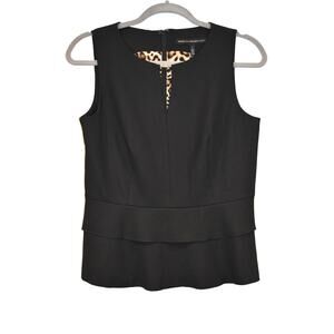 White House Black Market Top Size 4 NWT Black Sleeveless Animal Print